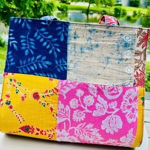 New Vibrant Unique Quilted Colorful Patchwork Tote Bag Sturdy Construction